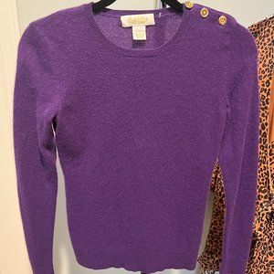 Purple Cashmere Sweater with Gold Button Detail